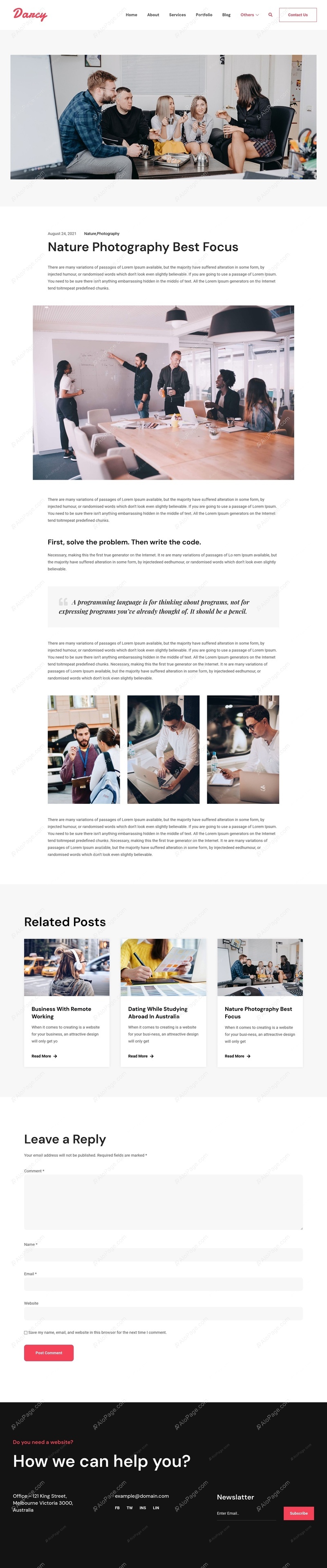 Creative Insights For Photography Blogs Website Template