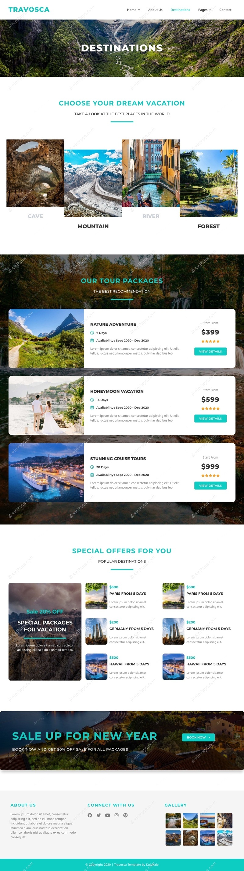 Explore Top Travel Destinations Website Template