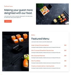 Pricing Menu Website Templates