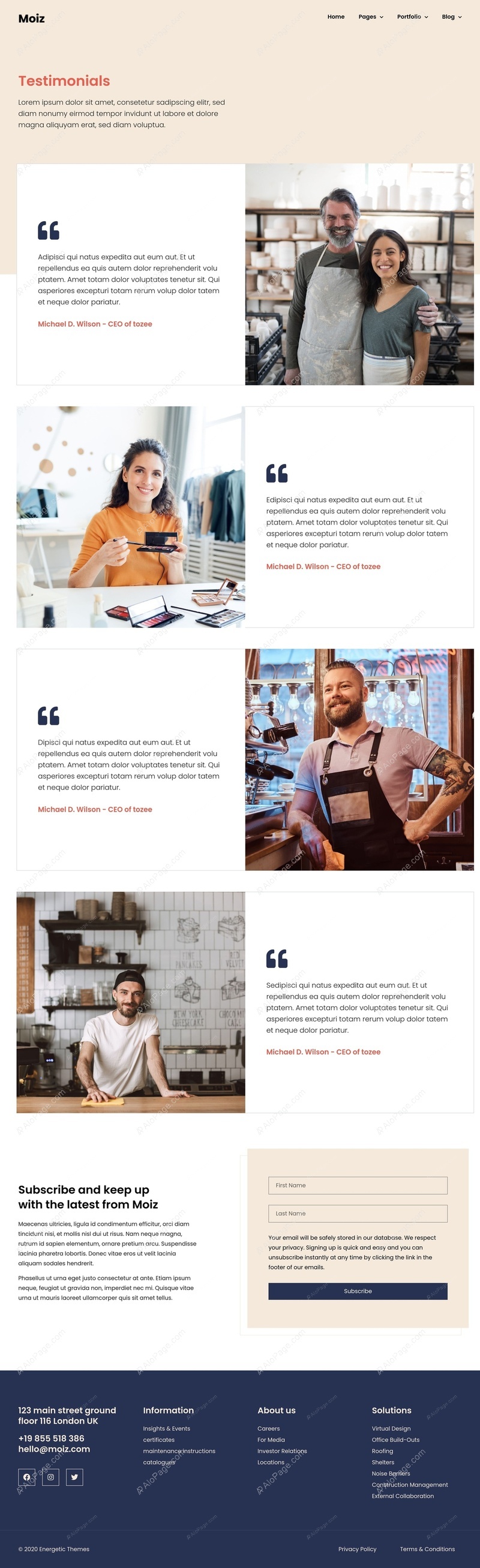 Customer Testimonials Showcase Website Template