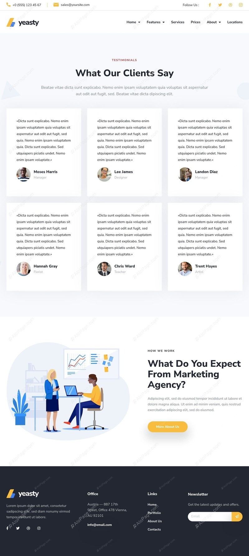 Client Testimonials For Marketing Success Website Template