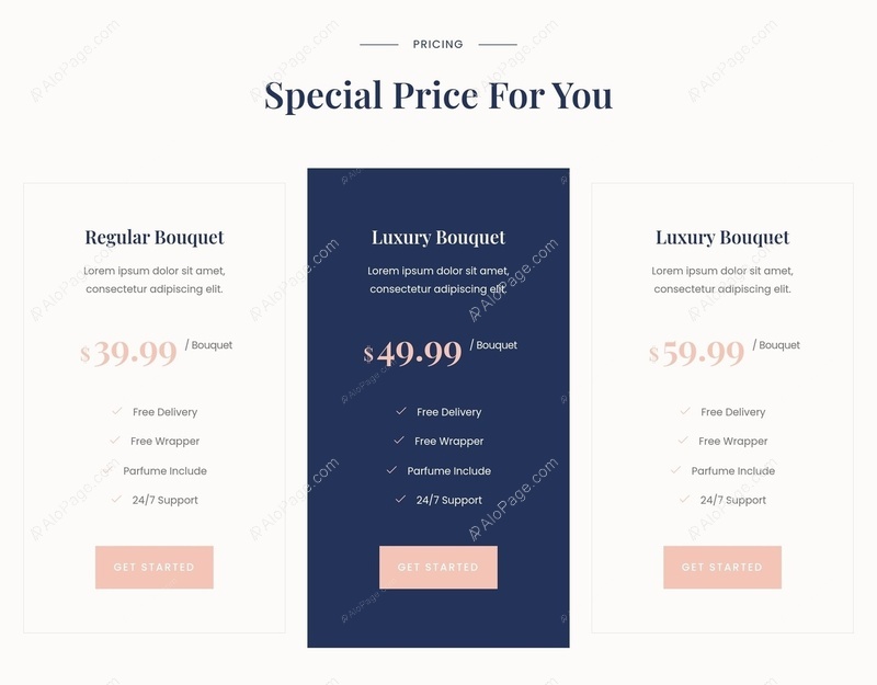 Exclusive Bouquets Pricing Plans Website Template