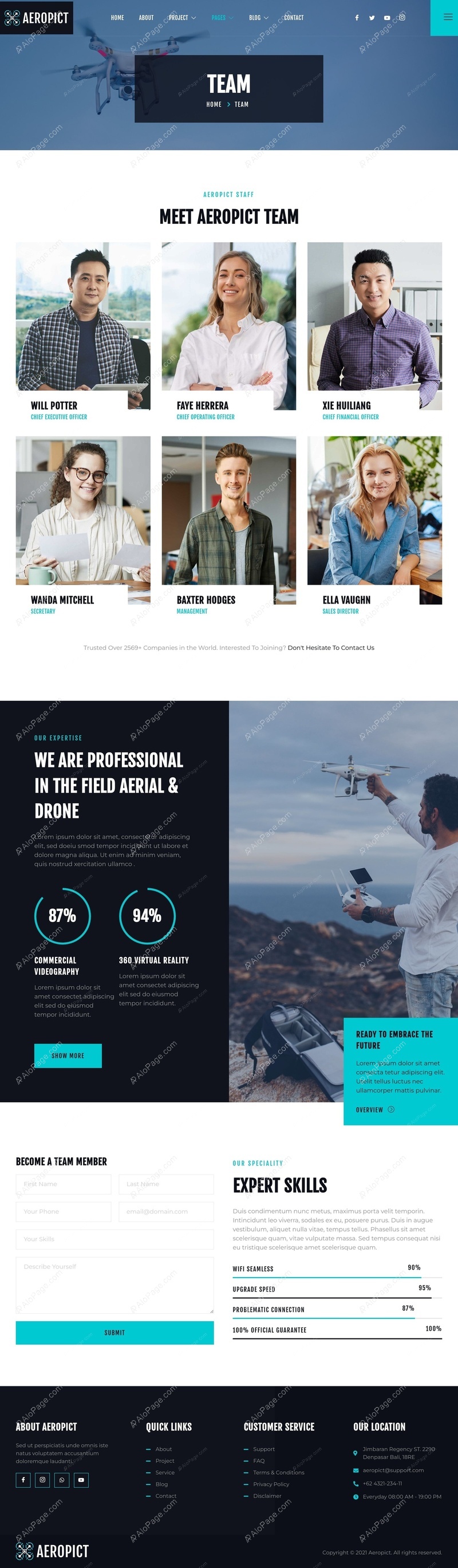 Meet Our Expert Team In Aerial Photography Website Template