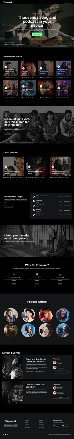 Entertainment & Media Website Templates