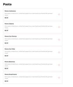 Pricing Menu Website Templates