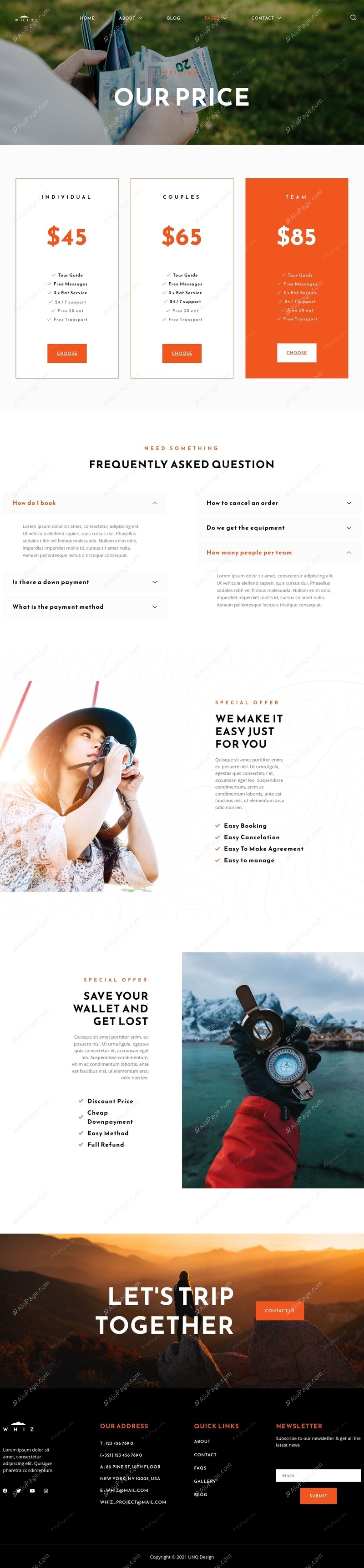 Adventure Travel Agency Pricing Plans Website Template