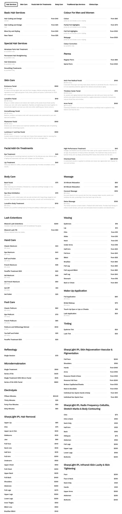 Table Website Templates