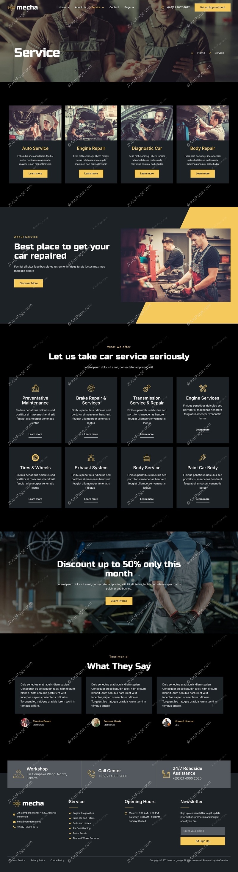 Comprehensive Auto Services For Your Vehicle Website Template